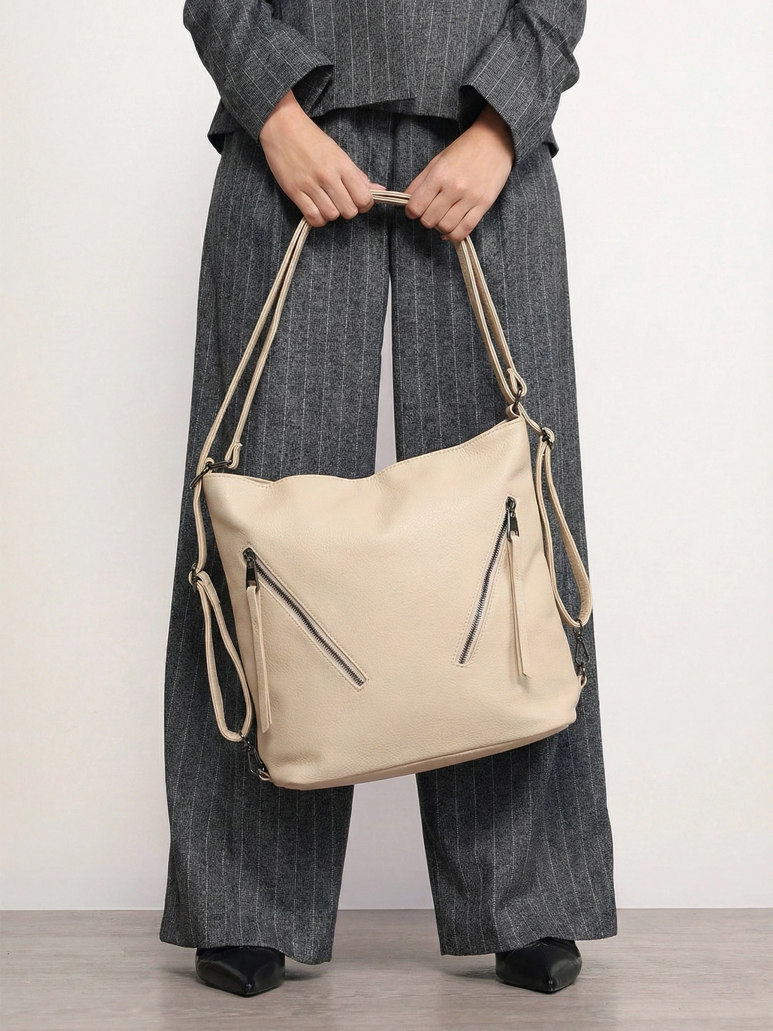 Сумка-шоппер  с регулируемыми ручками и декоративными пуллерами в ассортименте